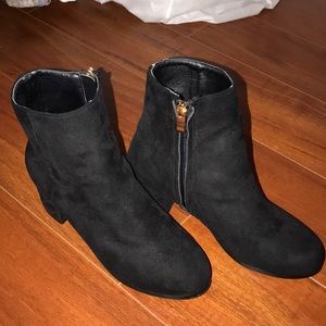Black chunky heeled boots